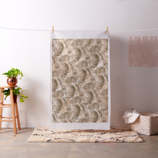 Beige wervelende behang. koraalbladtextiel stof (Voorbeeld)