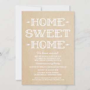 Beige Whimsical Sweet Home Housewarming Party Kaart