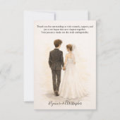 Beige Whimsical Watercolor Romantic Couple Wedding Bedankkaart (Achterkant)