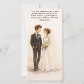 Beige Whimsical Watercolor Romantic Couple Wedding Bedankkaart (Achterkant)