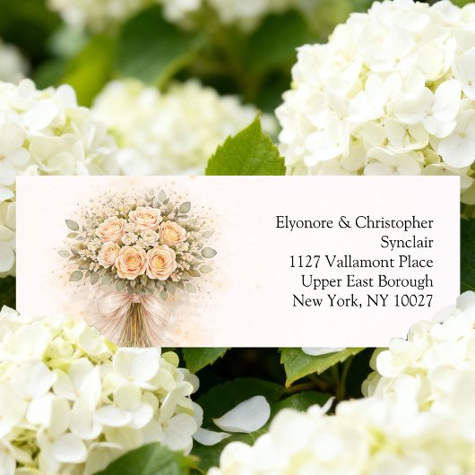 Beige Whimsical Watercolor Romantic Couple Wedding Etiket