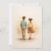 Beige Whimsical Watercolor Romantic Couple Wedding Kaart (Achterkant)