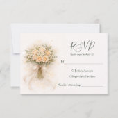 Beige Whimsical Watercolor Romantic Couple Wedding RSVP Kaartje (Voorkant)