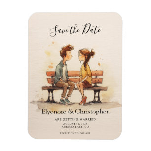 Beige Whimsical Watercolor Romantisch Huwelijk Kop Magneet
