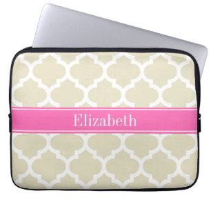 Beige Whisky Moroccan #5 Hot Pink #2 Naam Monogram Laptop Sleeve