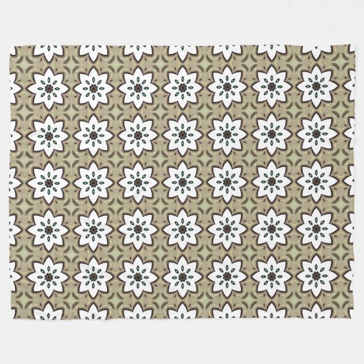 Beige, white and black geometric mandala  fleece deken (Voorkant (Horizontaal))
