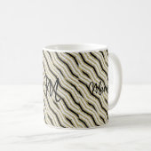 Beige White Black Stripe Mok (Voorkant rechts)