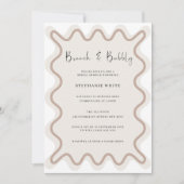 Beige White Border Brunch en Bubble Uitnodiging (Voorkant)