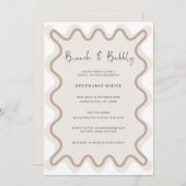 Beige White Border Brunch en Bubble Uitnodiging (Voorkant / Achterkant)