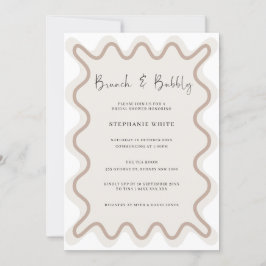 Beige White Border Brunch en Bubble Uitnodiging