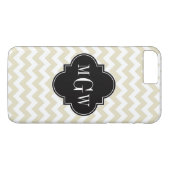 Beige White Chevron Black Quatrefoil 3 Monogram Case-Mate iPhone Case (Achterkant (Horizontaal))