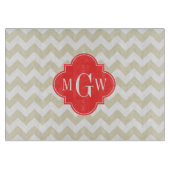 Beige White Chevron Coral Quatrefoil 3 Monogram Snijplank (Voorkant)