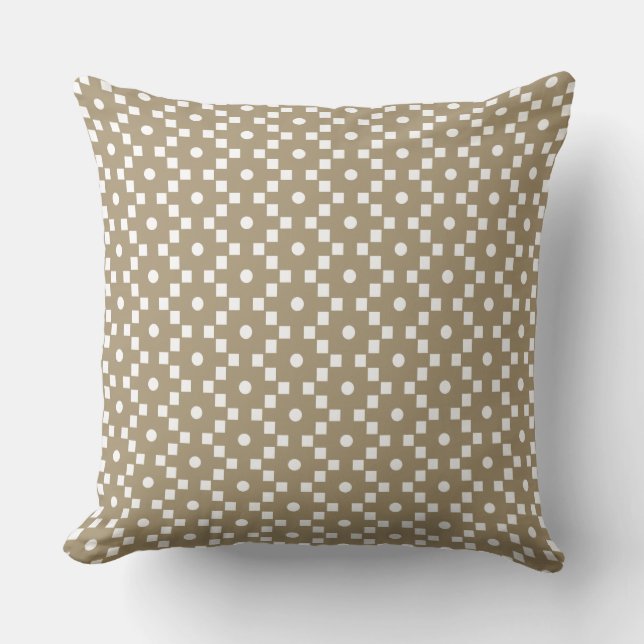 Beige & White Cross Geometric Pattern Kussen (Voorkant)