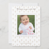 Beige White Elegant Calligraphy Christening Kaart (Achterkant)