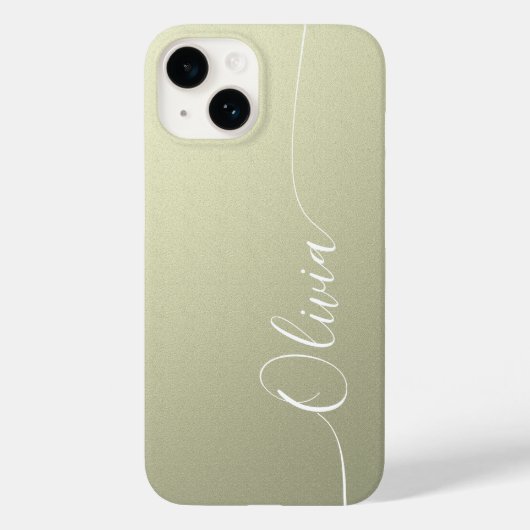 Beige White Elegant Calligraphy Script Name Case-Mate iPhone Case (Achterkant)