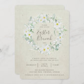 Beige + White Floral Wreath Easter Brunch Kaart (Voorkant / Achterkant)