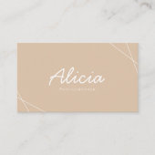 Beige & White Fotograaf Professioneel Scannable Visitekaartje (Voorkant)