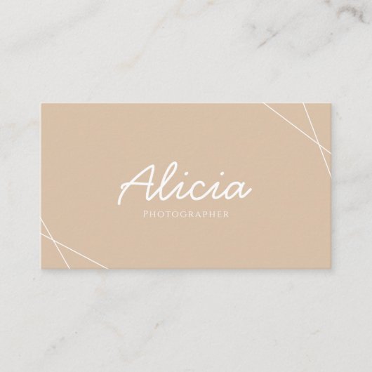 Beige & White Fotograaf Professioneel Scannable Visitekaartje (Voorkant)