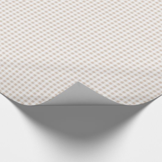 Beige White Gingham Pattern Cadeaupapier (Hoek)