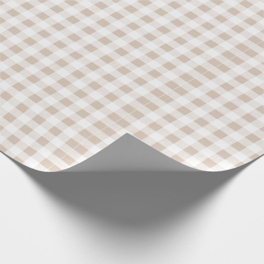 Beige White Gingham Pattern Cadeaupapier (Hoek)