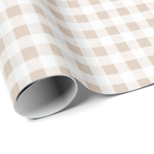 Beige White Gingham Pattern Cadeaupapier (Rol Hoek)