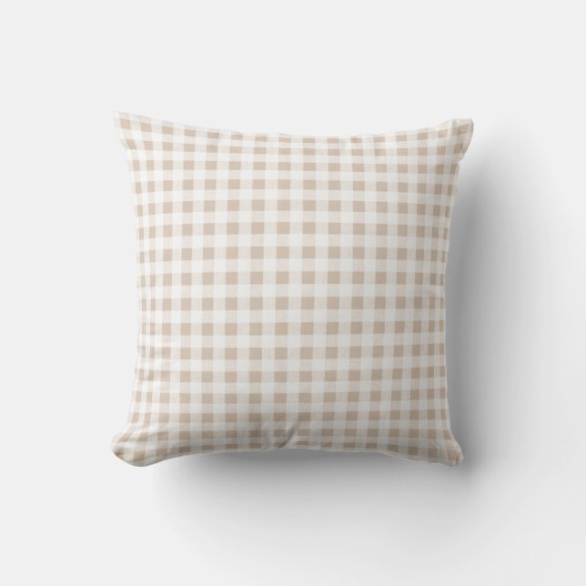 Beige White Gingham Pattern Kussen (Voorkant)
