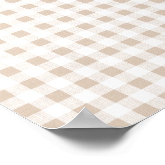 Beige White Gingham Pattern Poster (Hoek)
