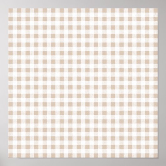 Beige White Gingham Pattern Poster (Voorkant)
