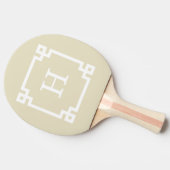 Beige White Greek Key Lijst #2 Initiaal Monogram Tafeltennisbatje (Zijkant)