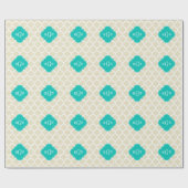 Beige White LG Chevron Blauwgroen naam Monogram Cadeaupapier (Vlak)
