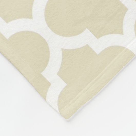 Beige, White Moroccan #5 Black 3 Initiaal monogram Fleece Deken (Hoek)