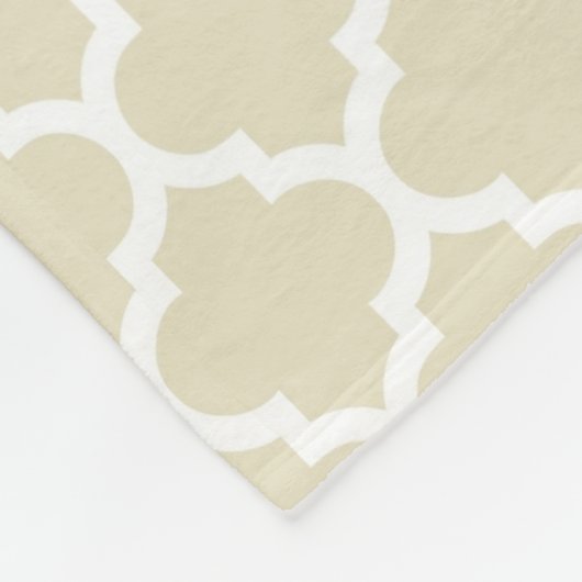 Beige, White Moroccan #5 Navy 3 Initiaal Monogram Fleece Deken (Hoek)