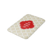 Beige, White Moroccan #5 Red 3 Initiaal monogram Badmat (Gekanteld)