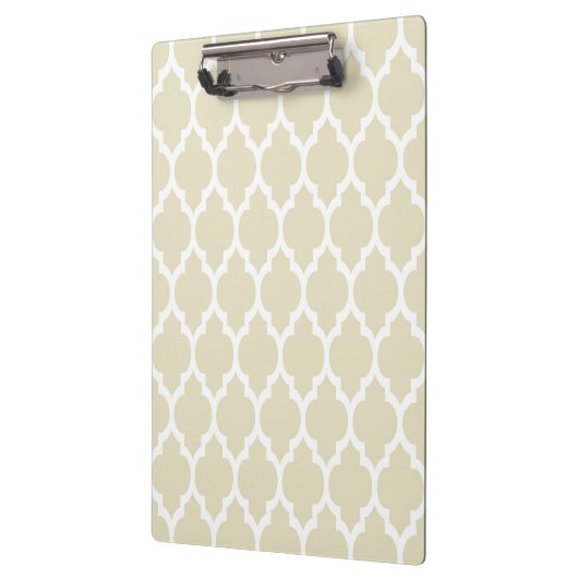 Beige White Moroccan Quatrefoil Pattern #4 Klembord (Links)