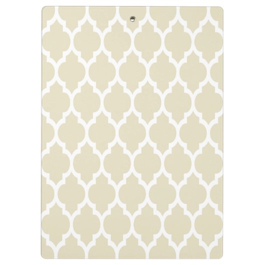 Beige White Moroccan Quatrefoil Pattern #4 Klembord (Achterkant)