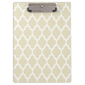 Beige White Moroccan Quatrefoil Pattern #4 Klembord (Voorkant)
