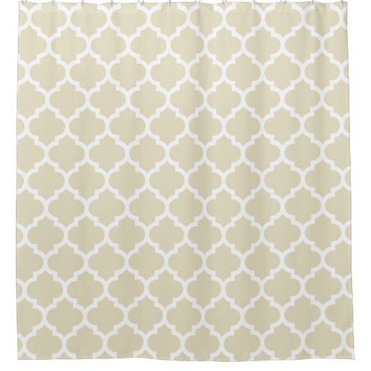 Beige White Moroccan Quatrefoil Pattern #5 Douchegordijn (Voorkant)