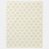 Beige White Moroccan Quatrefoil Pattern #5 Fleece Deken (Voorkant)
