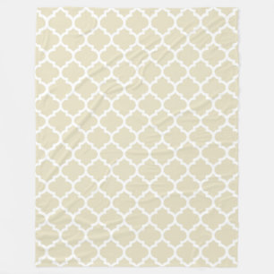 Beige White Moroccan Quatrefoil Pattern #5 Fleece Deken