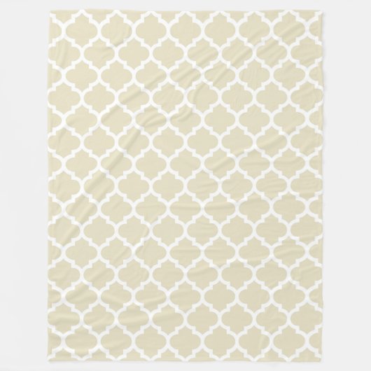 Beige White Moroccan Quatrefoil Pattern #5 Fleece Deken (Voorkant)