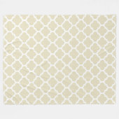 Beige White Moroccan Quatrefoil Pattern #5 Fleece Deken (Voorkant (Horizontaal))