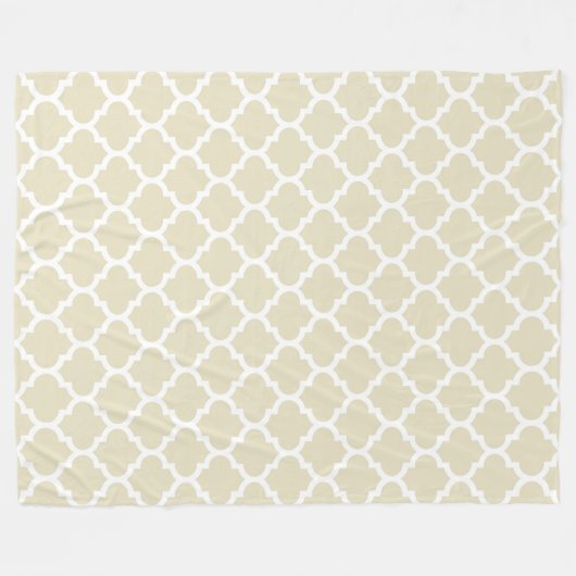 Beige White Moroccan Quatrefoil Pattern #5 Fleece Deken (Voorkant (Horizontaal))