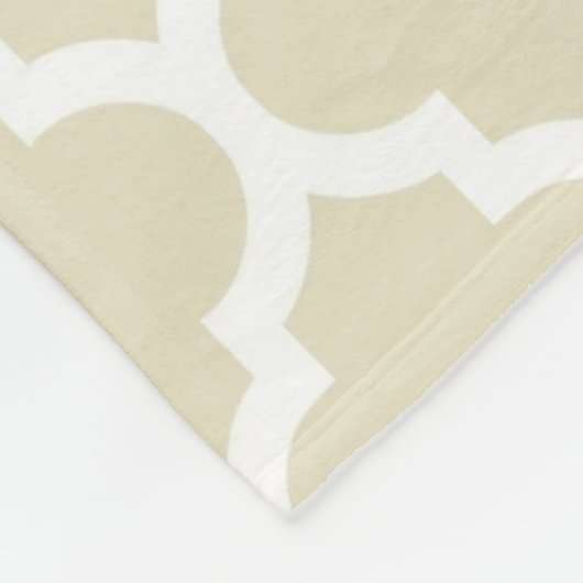Beige White Moroccan Quatrefoil Pattern #5 Fleece Deken (Hoek)