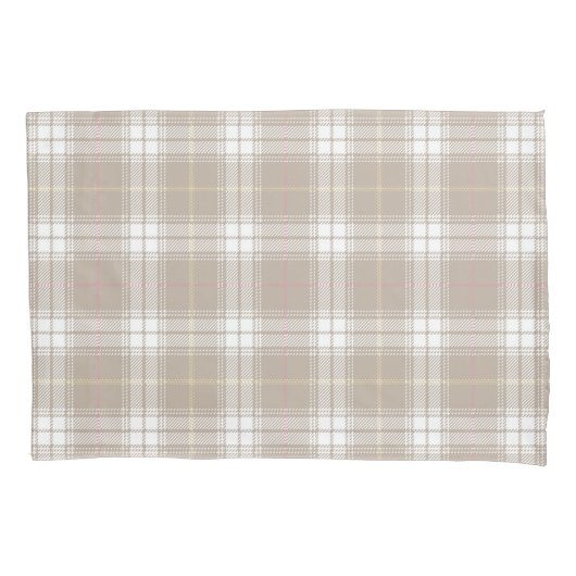 Beige White Pink Tartan Pset Patroon Rustisch Kussensloop (Voorkant)