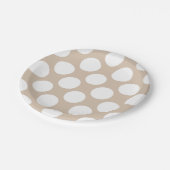 Beige White Polka Dots Pattern Papieren Bordje (Gekanteld)