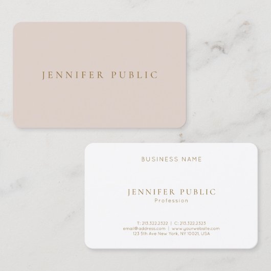 Beige & White Professional Modern Simple Template Visitekaartje (Voorkant / Achterkant)
