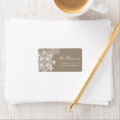 Beige White Snowflakes Vakantie Retour Adres Etiket (Insitu)