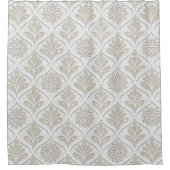 Beige & White Sparkling Quatrefoil Pattern Douchegordijn (Voorkant)