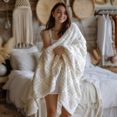 Beige & White Sparkling Quatrefoil Pattern Fleece Deken