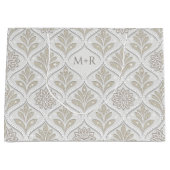 Beige & White Sparkling Quatrefoil Pattern Groot Cadeauzakje (Voorkant)